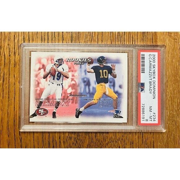 Amazon.com: Tom Brady 2000 Skybox Dominion Football Rookie  2000 Skybox Dominion Tom Brady Carmazzi Rookie RC #234 PSA 8